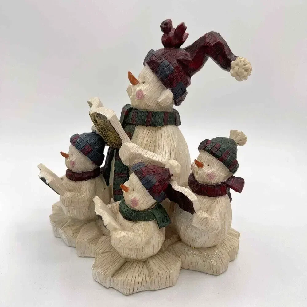 Herco Gift Snowman Figurine Family Christmas Carolers Bird Holiday Decoration